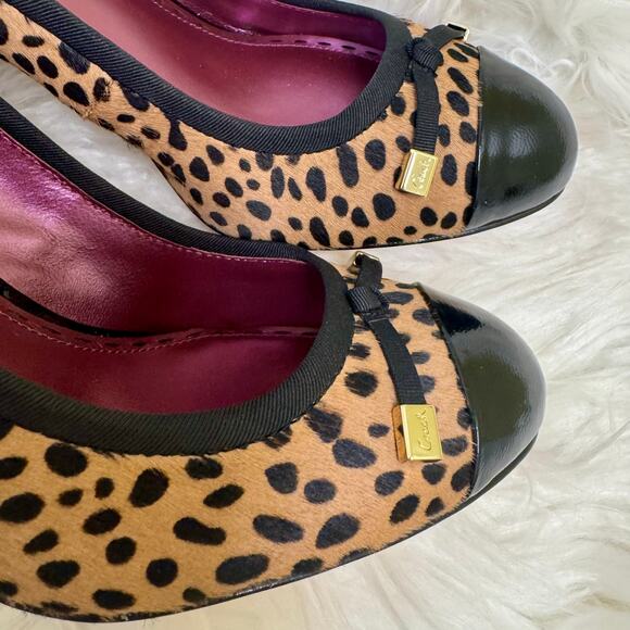 Y2K Coach Poppy Calf Hair Animal Cheetah Cap Toe Bow Detail Heel Pumps Sz 10B - Picture 8 of 11